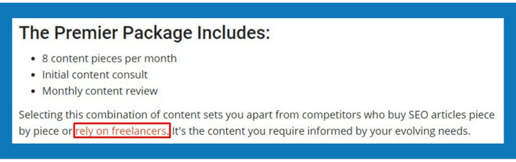 Example of Virtucom Group hyperlinking to a blog post on a web page