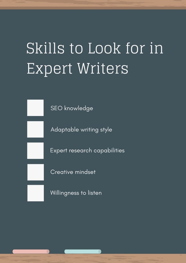 Checklist of skills to look for in expert writers