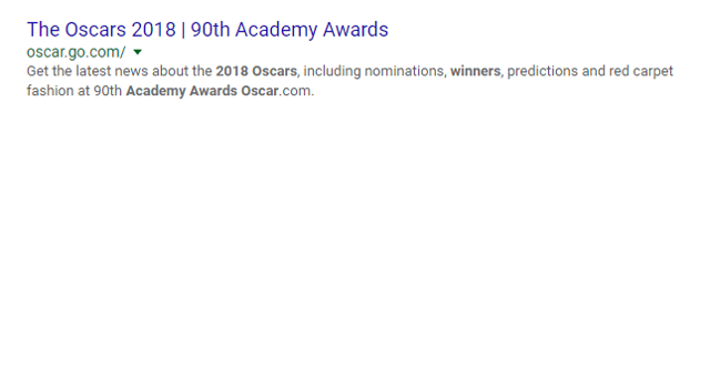 Search results showing snippet related to the Oscars