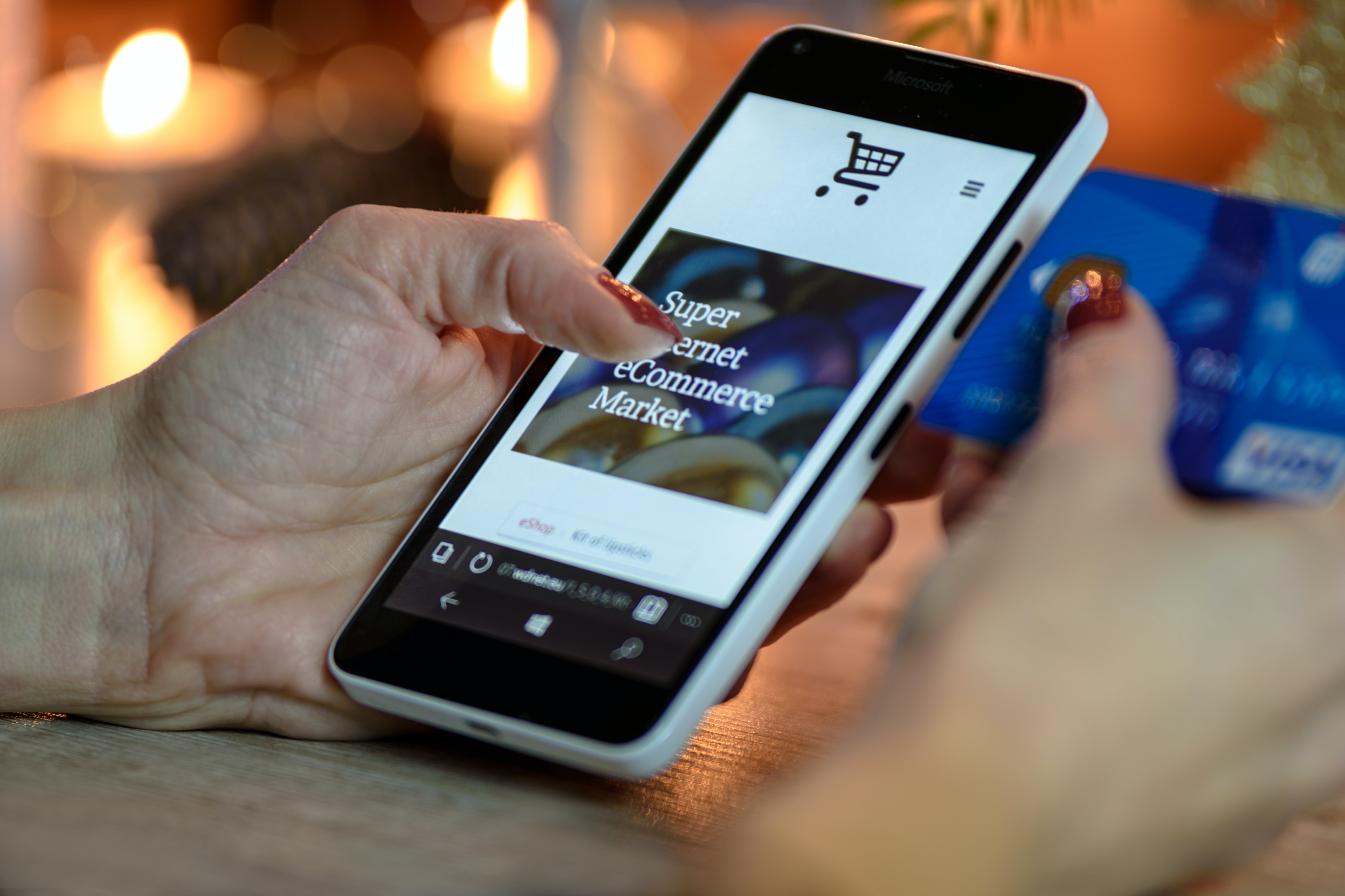Ecommerce Consumer Shopping Online Via Mobile Device